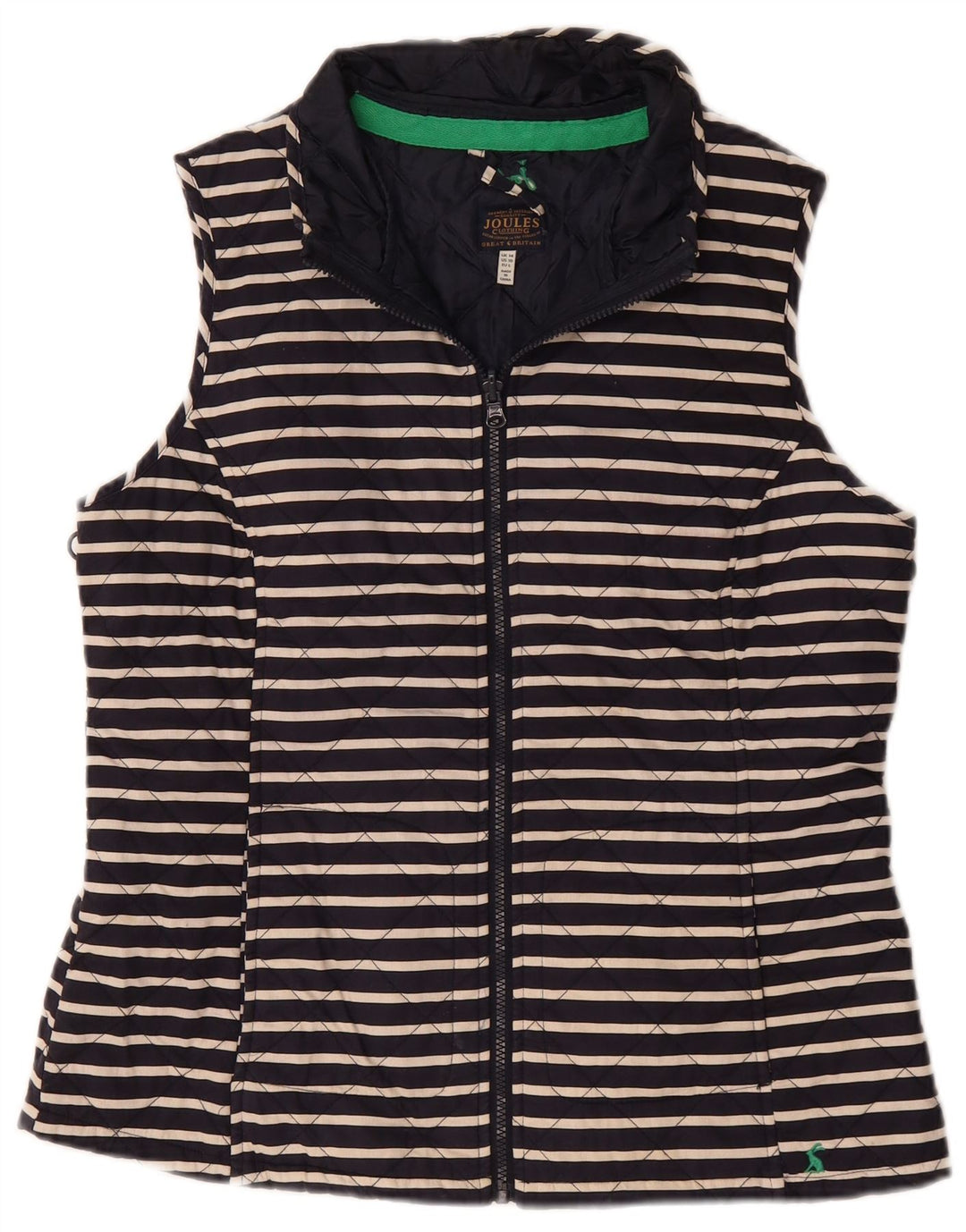 JOULES Gilet matelassé pour femme UK 14 Grand coton rayé bleu marine
