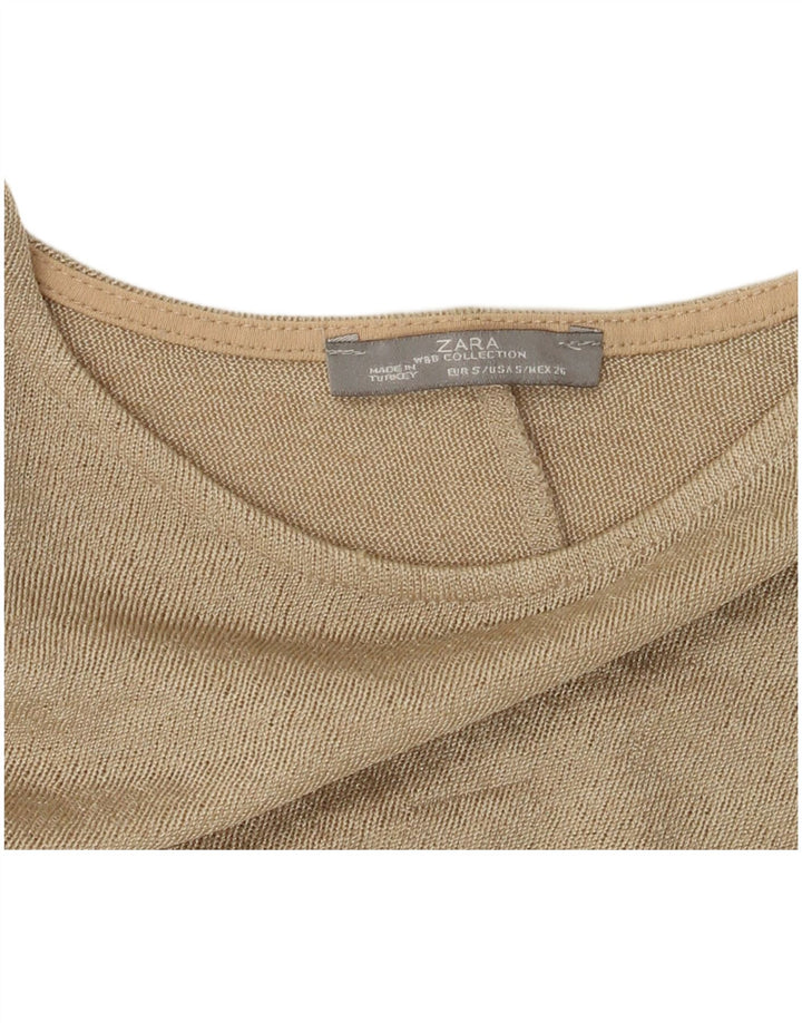 Zara Femme Haut Oversize Manches 3/4 UK 10 Petit Beige Colorblock