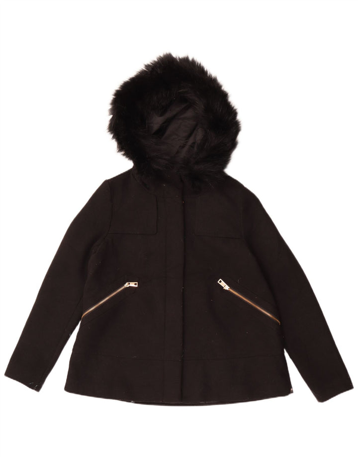 Zara Veste bomber à capuche pour femme UK 10 Petit Noir Polyester