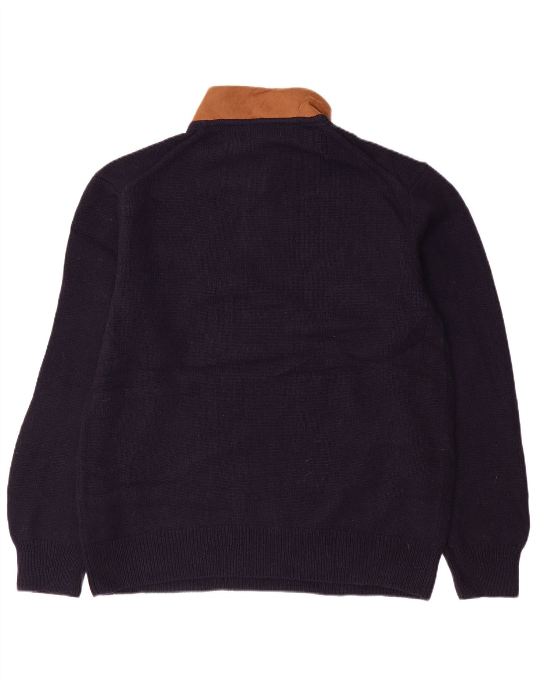 ORVIS Pull à col zippé pour homme en laine d'agneau color block bleu marine