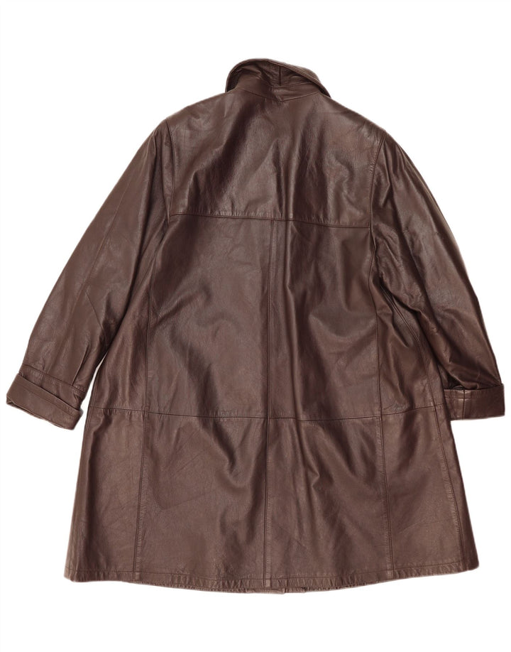 Manteau en cuir femme vintage IT 44 Cuir marron moyen
