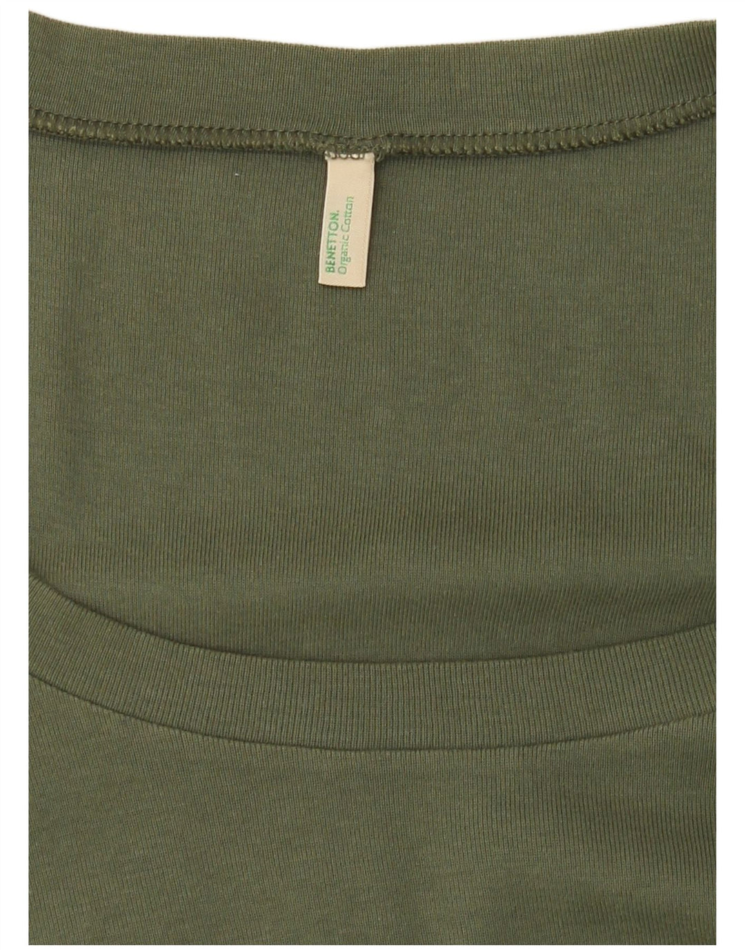 Benetton T-Shirt Femme Top UK 10 Petit Kaki