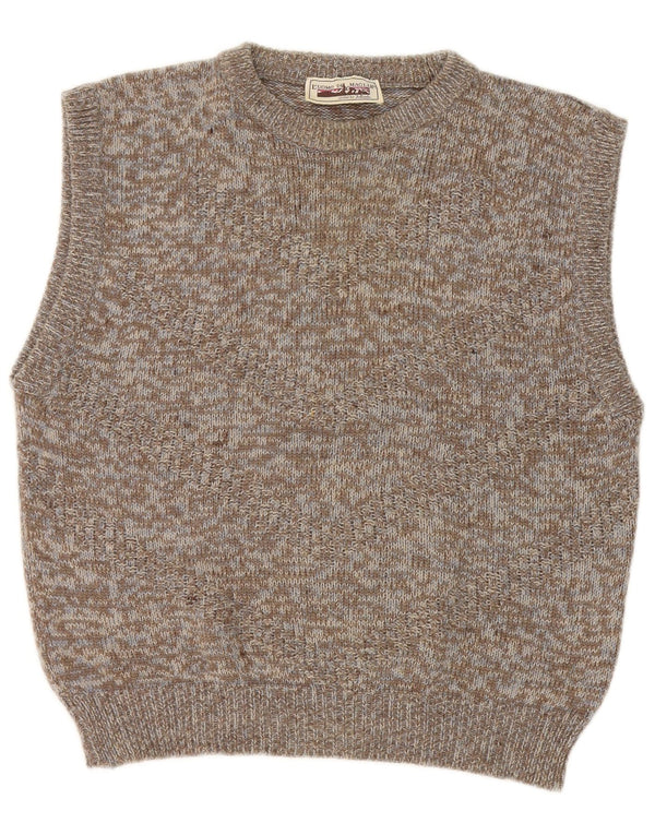 vintage Mens Vest Tank Top XS Gris Moucheté Laine