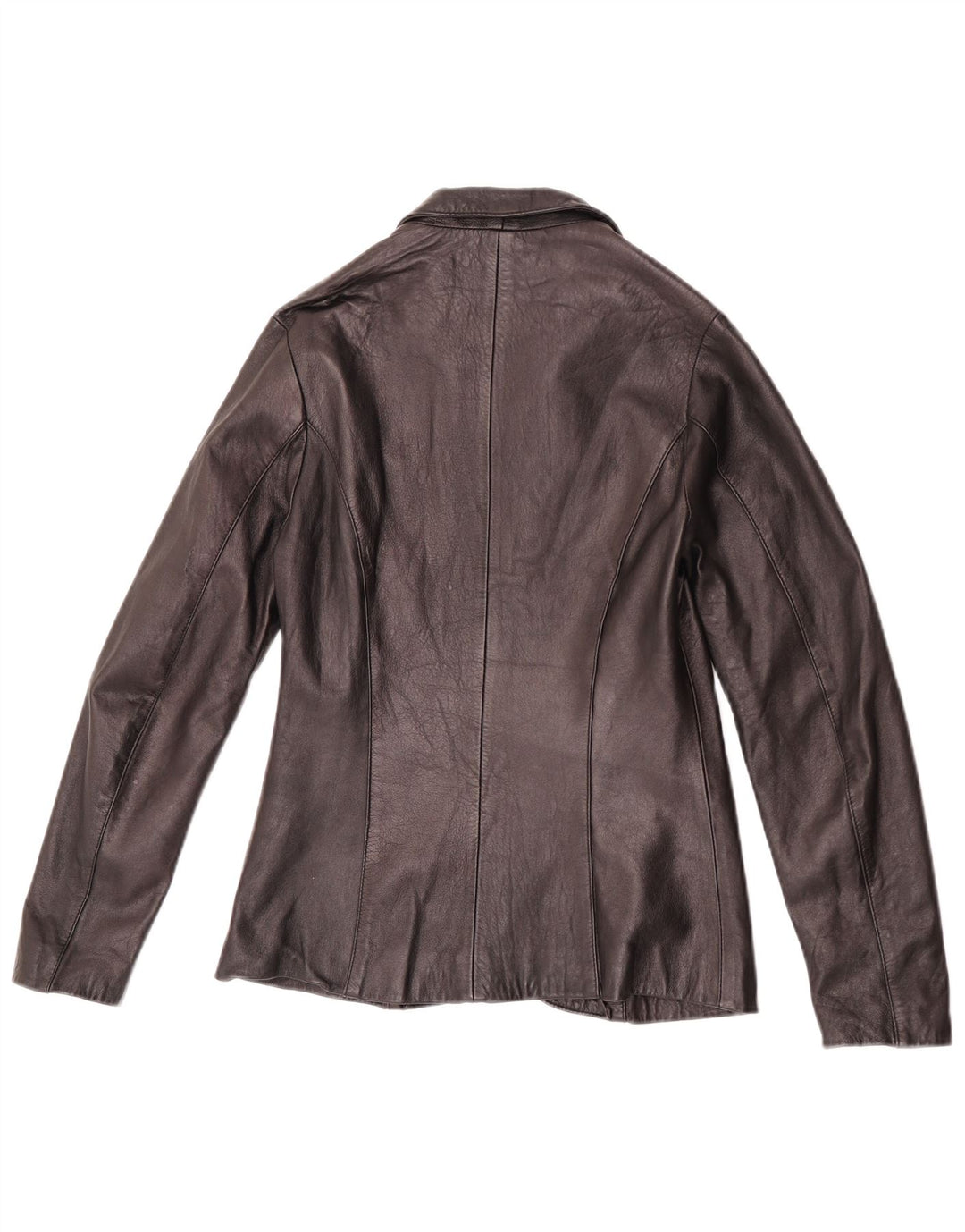 vintage Femme 1 Bouton Veste Blazer En Cuir IT 42 Moyen Noir