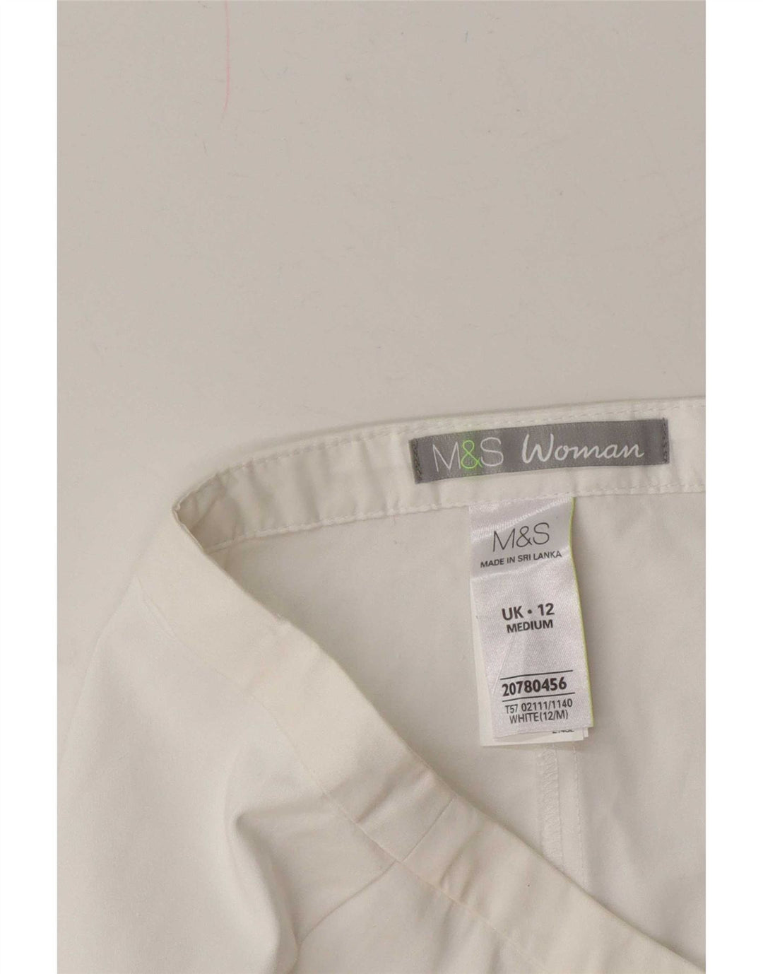 Marks & Spencer Pantalon Capri Femme UK 12 Medium W30 L21 Coton Blanc