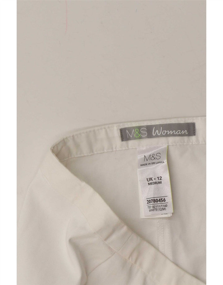 Marks & Spencer Pantalon Capri Femme UK 12 Medium W30 L21 Coton Blanc