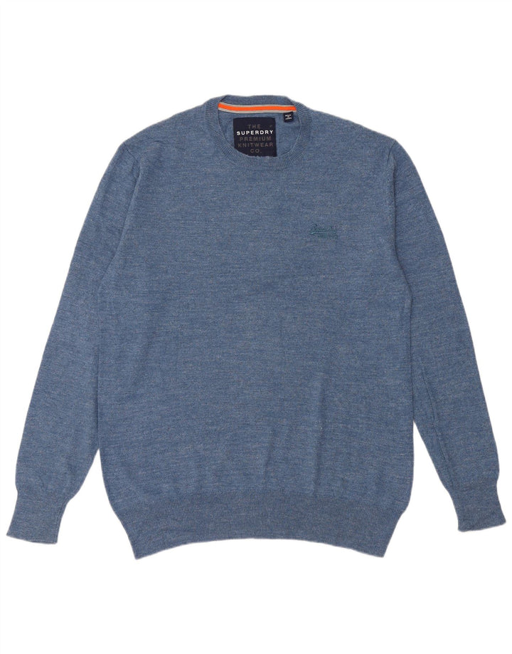 Superdry Pull à col rond pour homme 2XL Bleu Coton