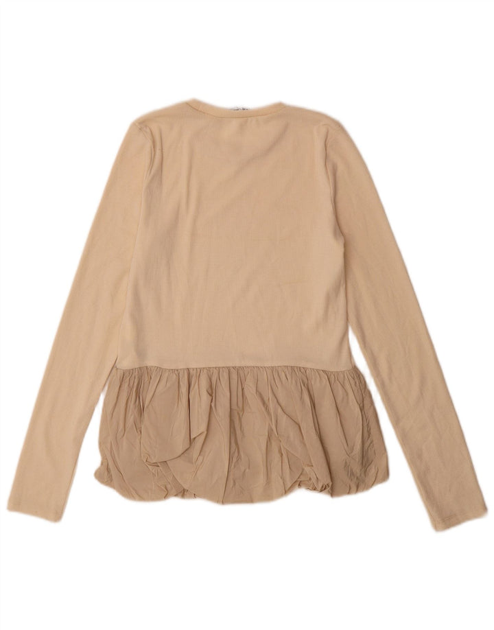 Zara Femme Top Manches Longues UK 12 Polyester Beige Moyen