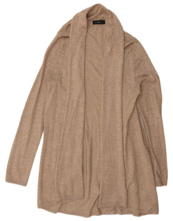 Zara Cardigan ouvert long pour femme UK 16 Large Viscose Beige