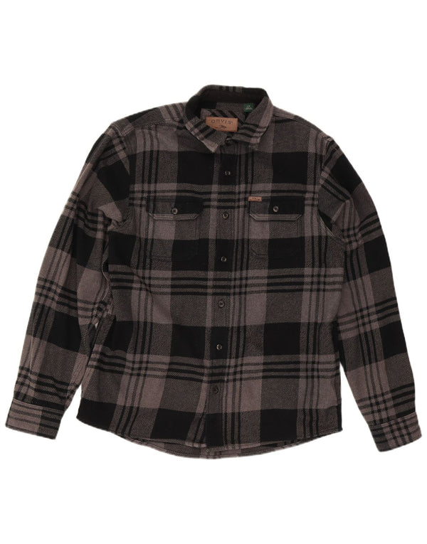Orvis Chemise en flanelle pour homme Grand coton à carreaux noirs