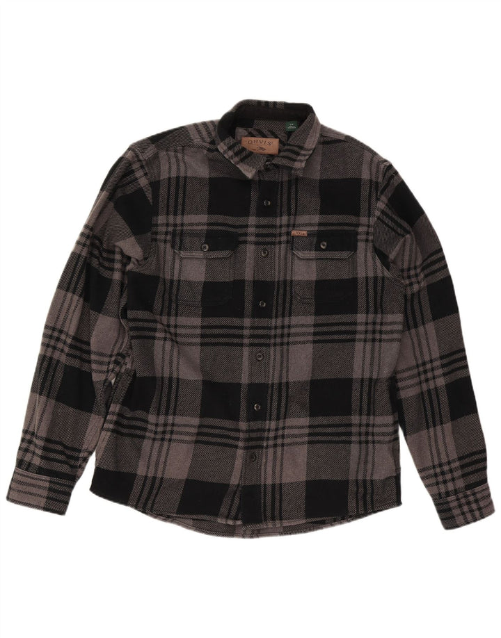 Orvis Chemise en flanelle pour homme Grand coton à carreaux noirs