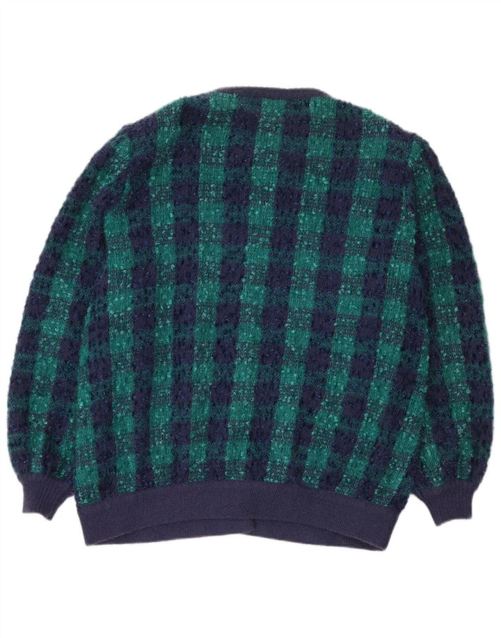 Giorgio Grati Pull Cardigan Oversize Femme IT 48 XL Bleu Marine à Carreaux