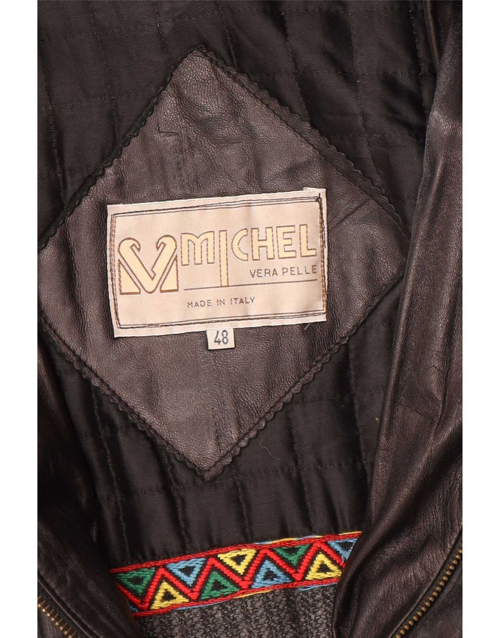 Michel Manteau En Cuir Homme IT 48 Moyen Noir