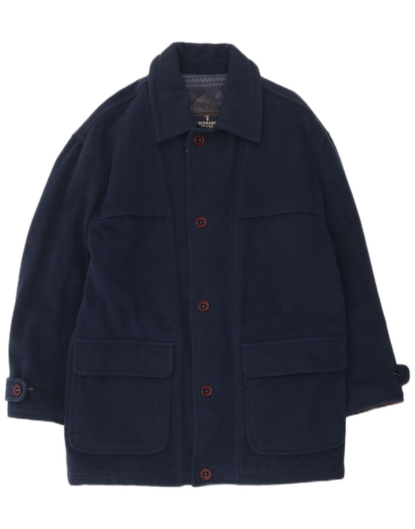 Trussardi Jeans Manteau Homme UK 40 Large Bleu Marine Laine