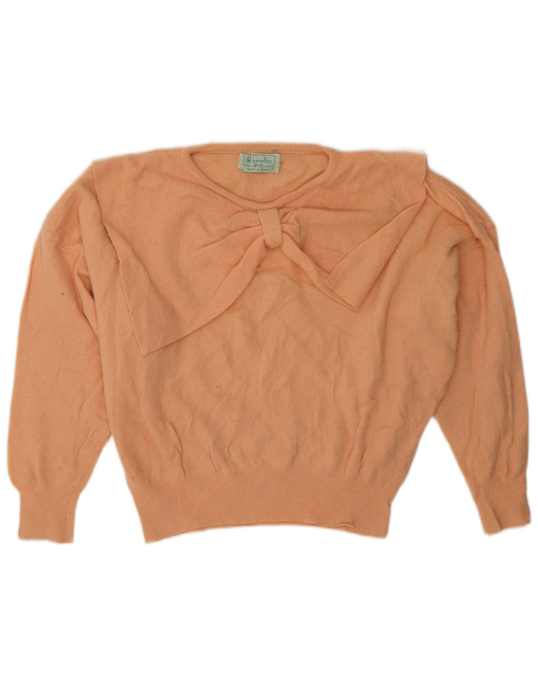 BENETTON Pull court à col bateau pour femme UK 12 Rose moyen