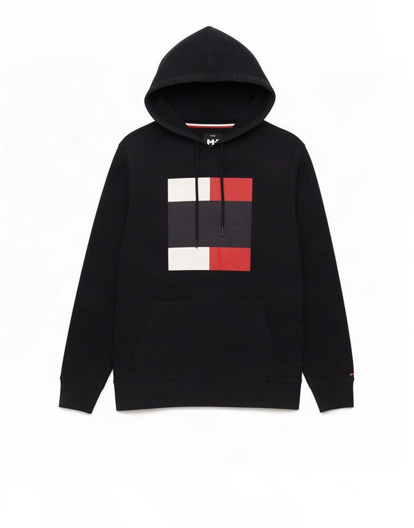 Tommy Hilfiger Pull à capuche graphique pour homme Grand coton noir