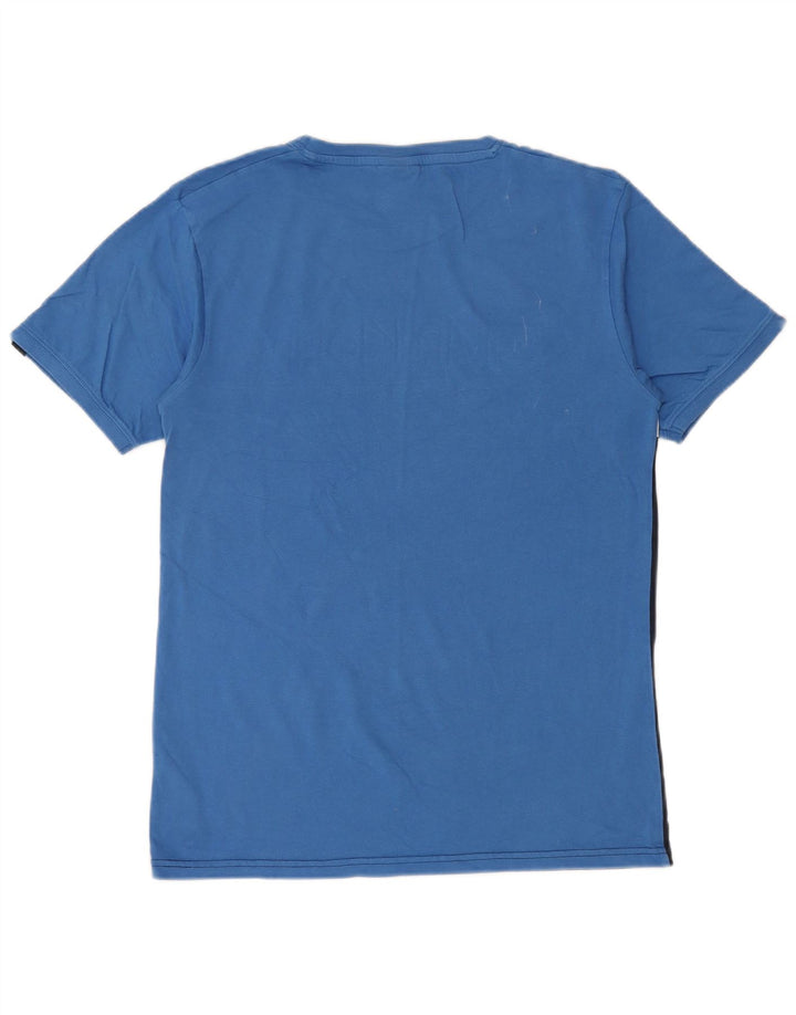 Ellesse Homme T-Shirt Top Bleu Marine Colorblock Coton