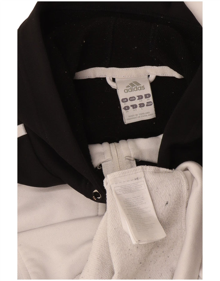 Adidas Pull à capuche zippé pour femme UK 12 Polyester color block noir moyen