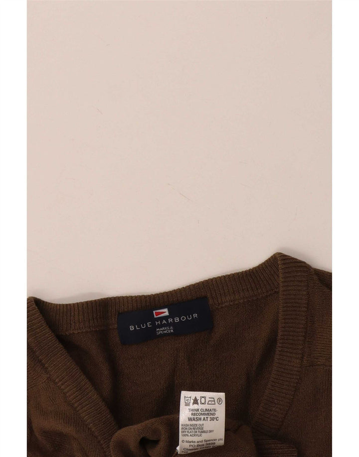Marks & Spencer Pull à col en V Blue Harbor pour hommes, grand, marron, acrylique