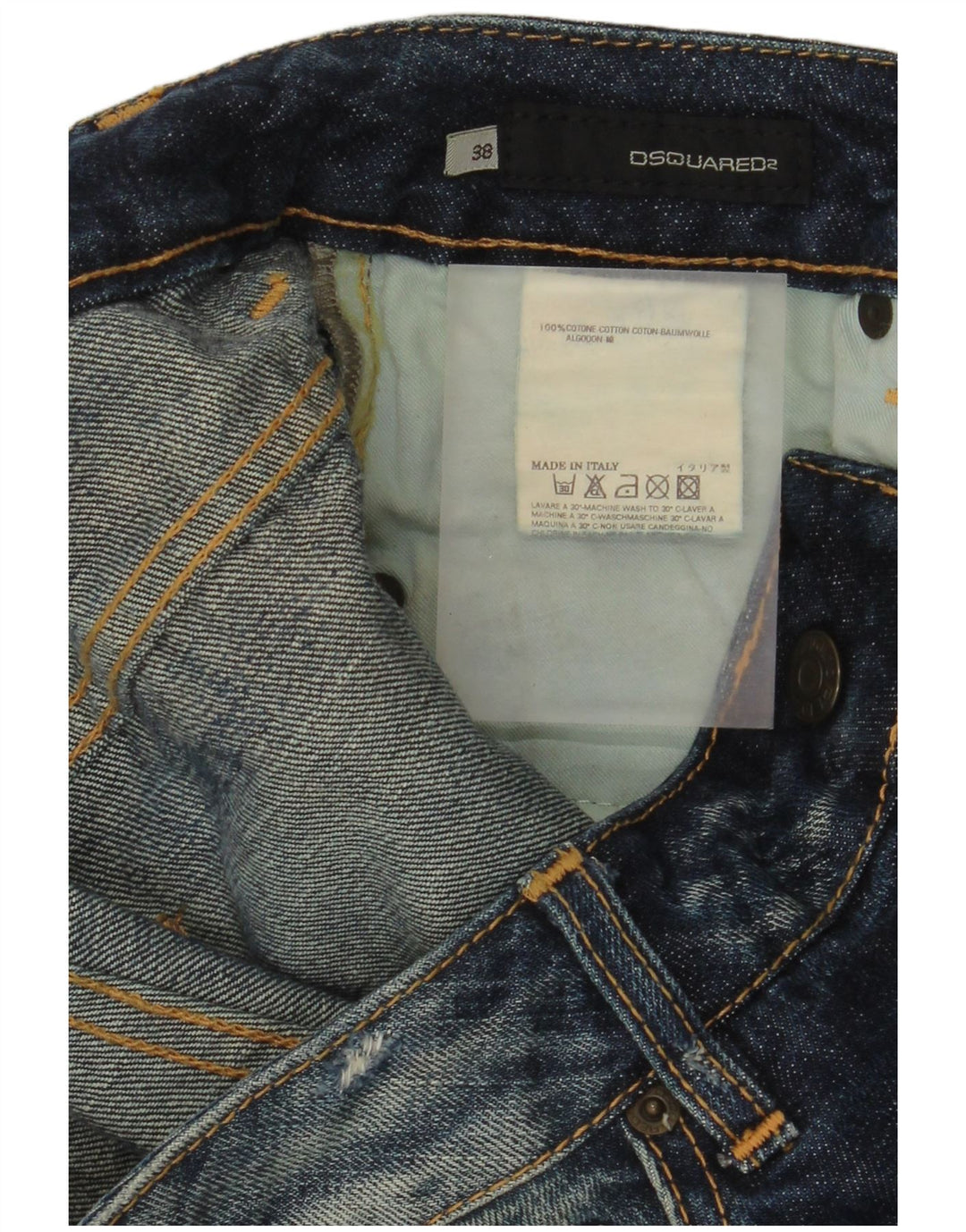 Dsquared2 Jean slim effet vieilli pour femme IT 38 XS W28 L29 Bleu Coton
