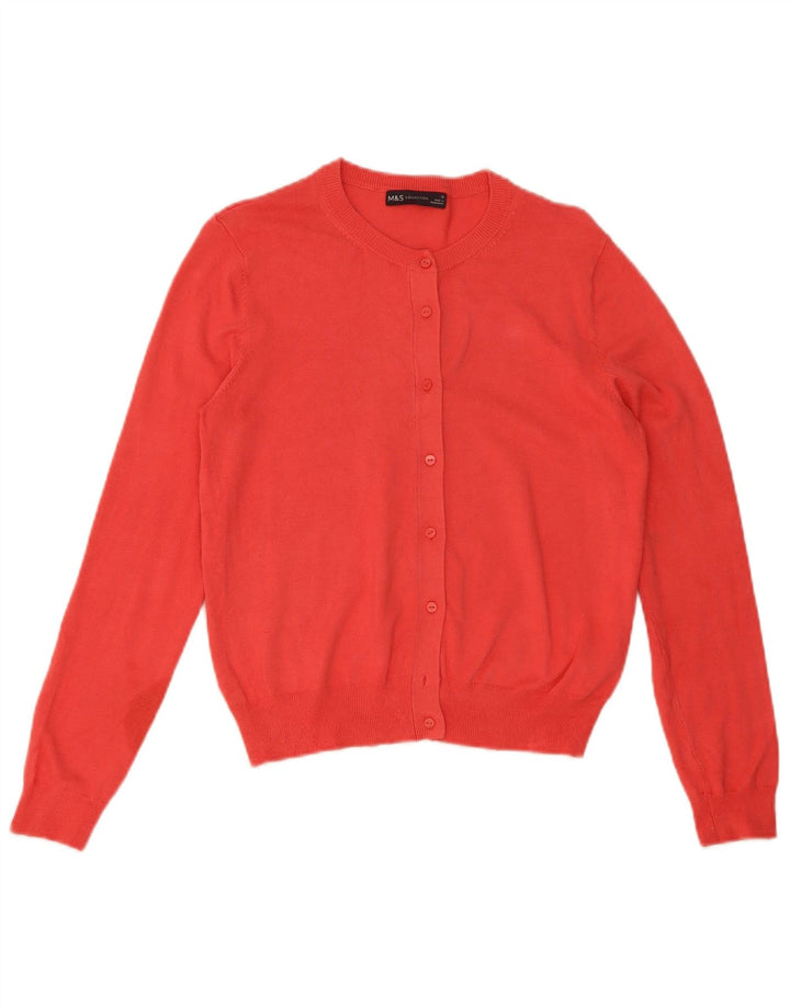 Marks & Spencer Pull Cardigan Femme UK 12 Viscose Rouge Moyen