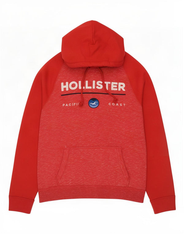 Hollister Pull à Capuche Graphique Homme Rouge Moyen Moucheté Coton