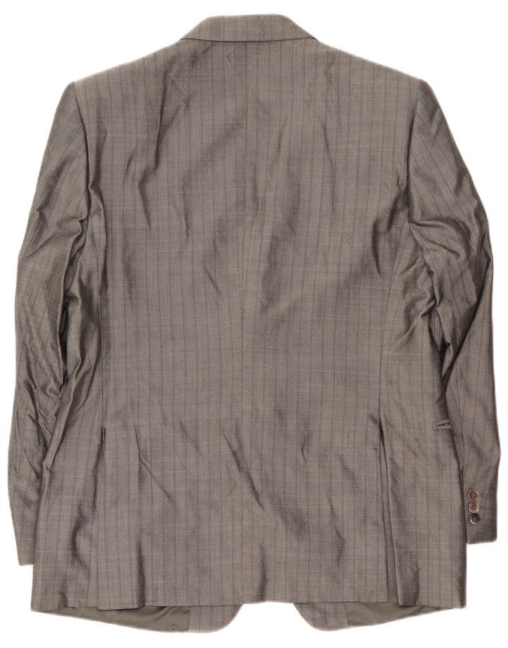 Pierre Cardin Veste Blazer 2 Boutons Homme UK 38 Soie Rayée Gris Moyen