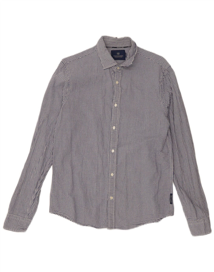 Scotch & Soda Chemise Homme Bleu Moyen Pied-de-Poule en Coton