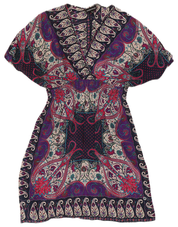 Warehouse Robe caftan pour femme UK 42 en soie cachemire multicolore moyenne