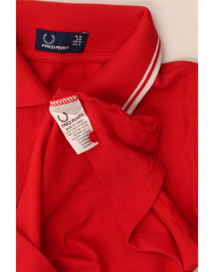 Fred Perry Polo Femme UK 10 Petit Coton Rouge