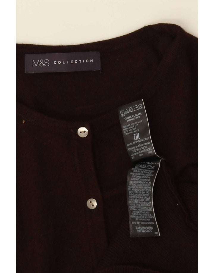 Marks & Spencer Pull Cardigan pour Femme UK 10 Petite Viscose Marron
