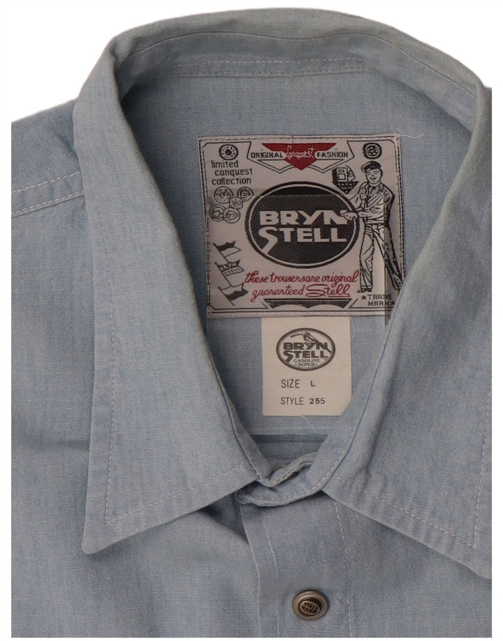 Bryn Stell Chemise à manches courtes pour hommes Grand coton bleu
