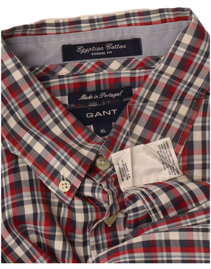 GANT Chemise décontractée pour homme XL en coton à carreaux rouges