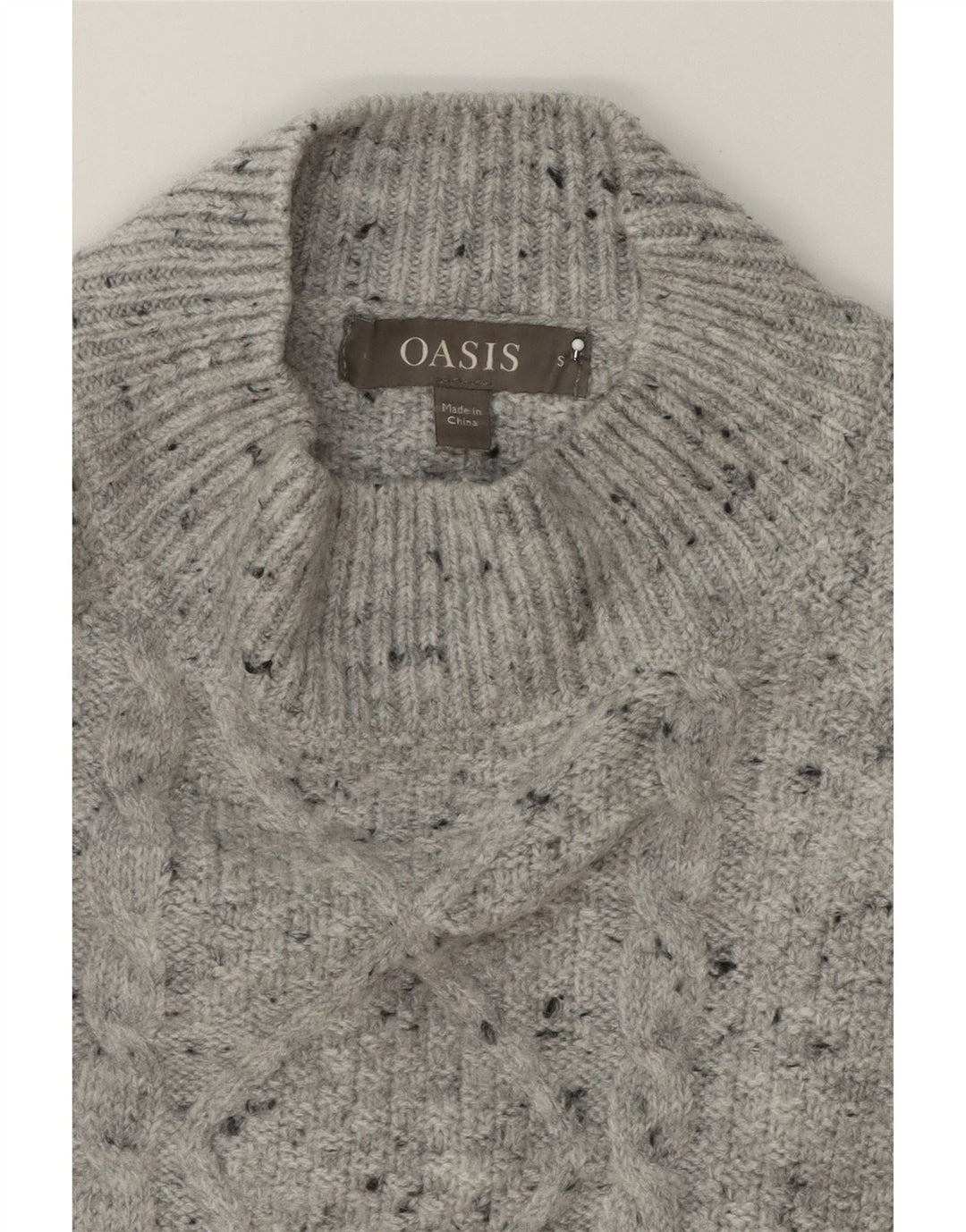 OASIS Womens Oversized Turtle Neck Jumper Sweater UK 10 Small Grey Flecked Vintage Oasis and Second-Hand Oasis from Messina Hembry 
