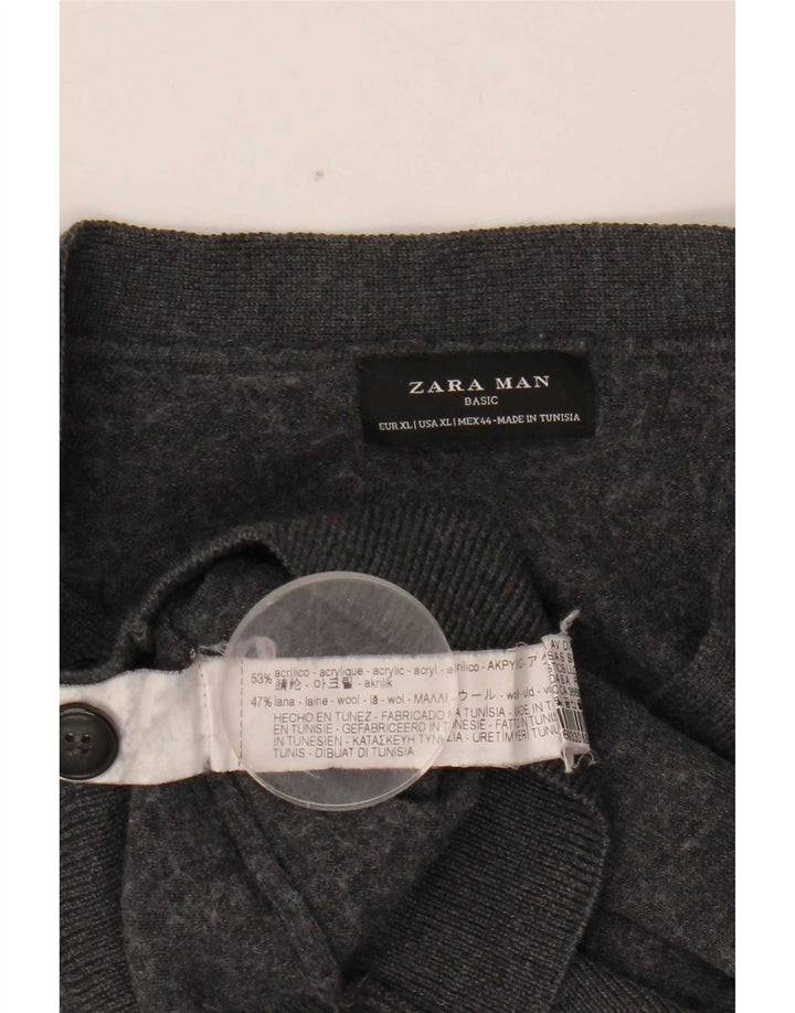 Zara Homme Cardigan Pull XL Gris Acrylique