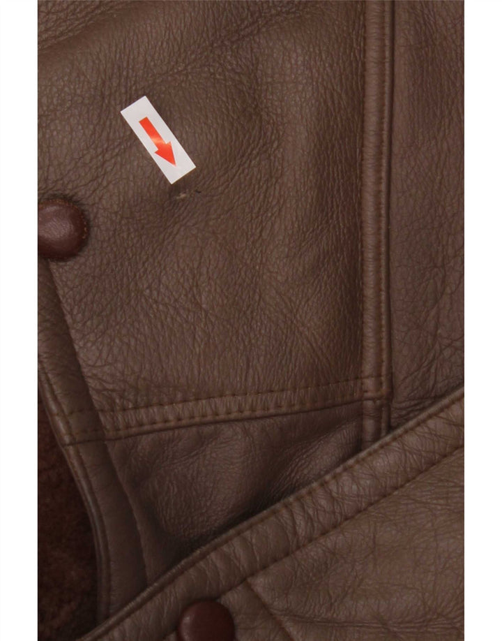 Veste Shearling Femme Vintage UK 14 Brun Moyen