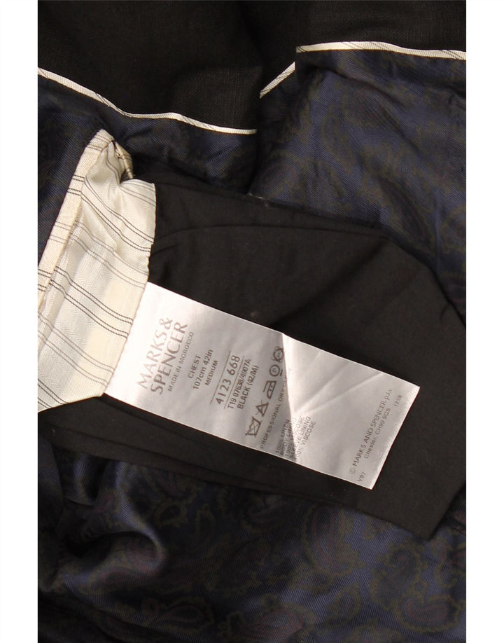 Marks & Spencer Veste blazer à 2 boutons pour homme UK 38 Lin noir moyen