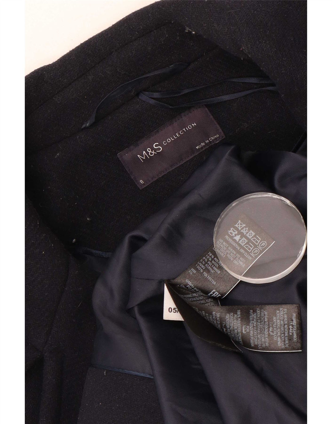 Marks & Spencer Caban surdimensionné pour femme UK 8 Small Bleu marine Polyester