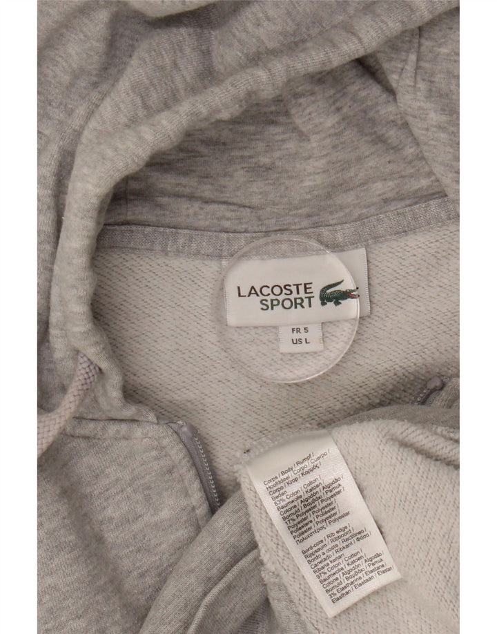 LACOSTE Homme Zip Hoodie Pull Taille 5 Grand Gris Moucheté Coton