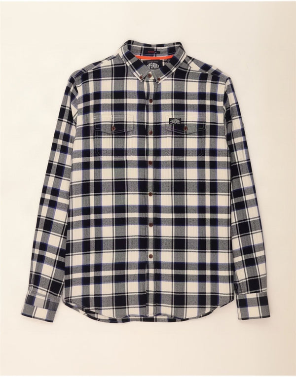 Superdry Chemise Flanelle XL Bleu Marine Carreaux Coton Homme