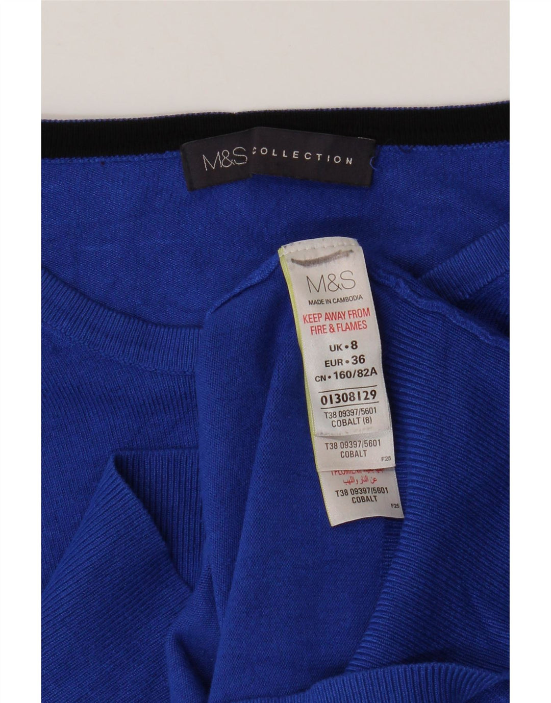 MARKS & SPENCER Cardigan court pour femme UK 8 Small Bleu Viscose