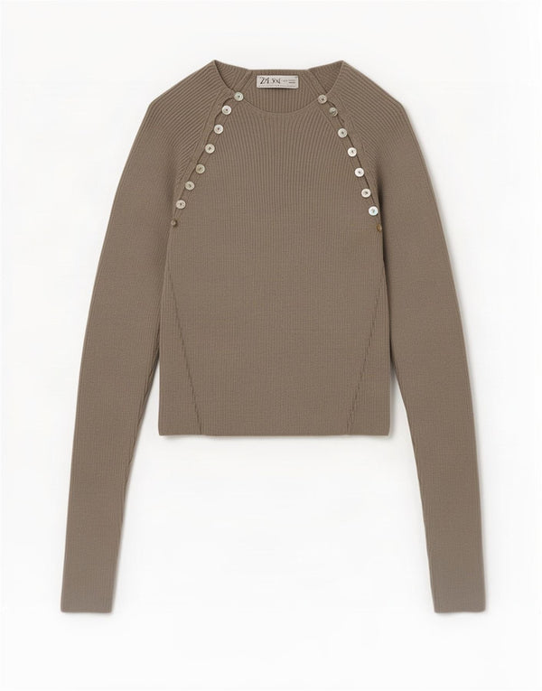 Zara Womens Crop Blouse Top UK 12 Gris Moyen Viscose