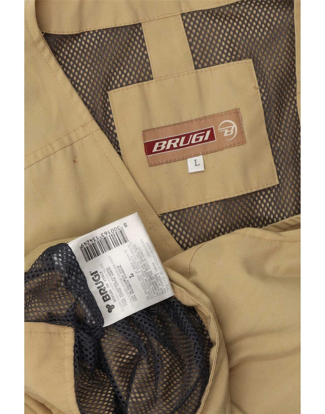 Brugi Gilet utilitaire pour homme UK 40 Large Kaki Polyester