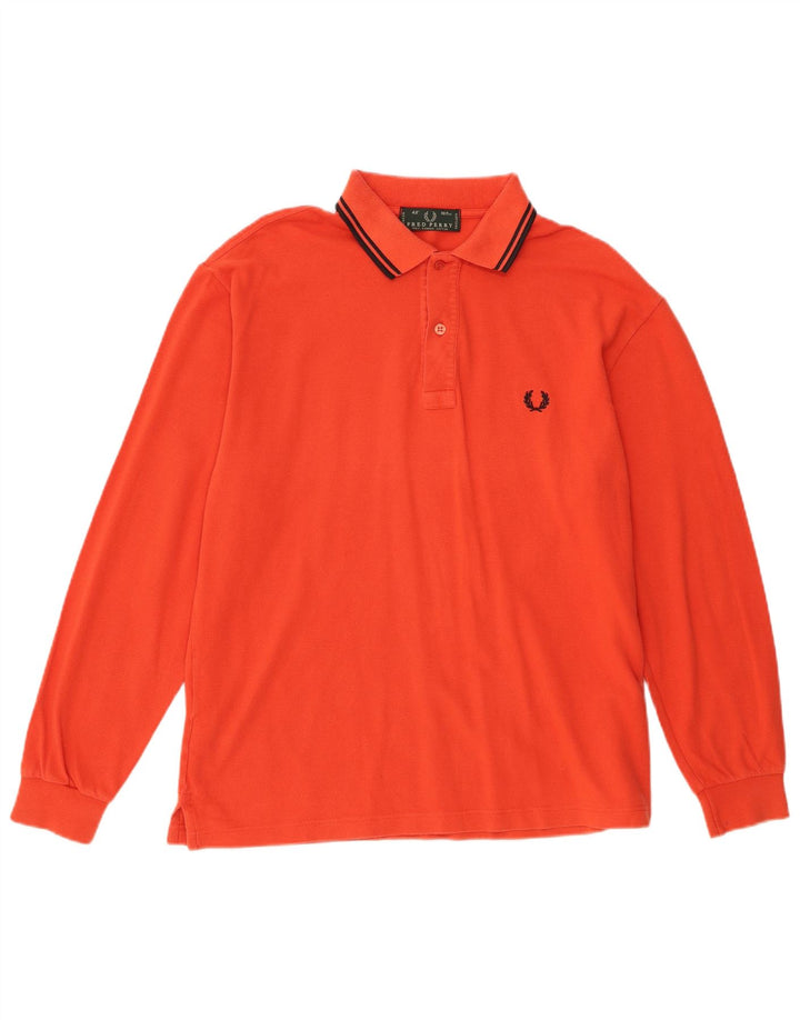 Fred Perry Polo à Manches Longues Homme Orange Moyen Coton