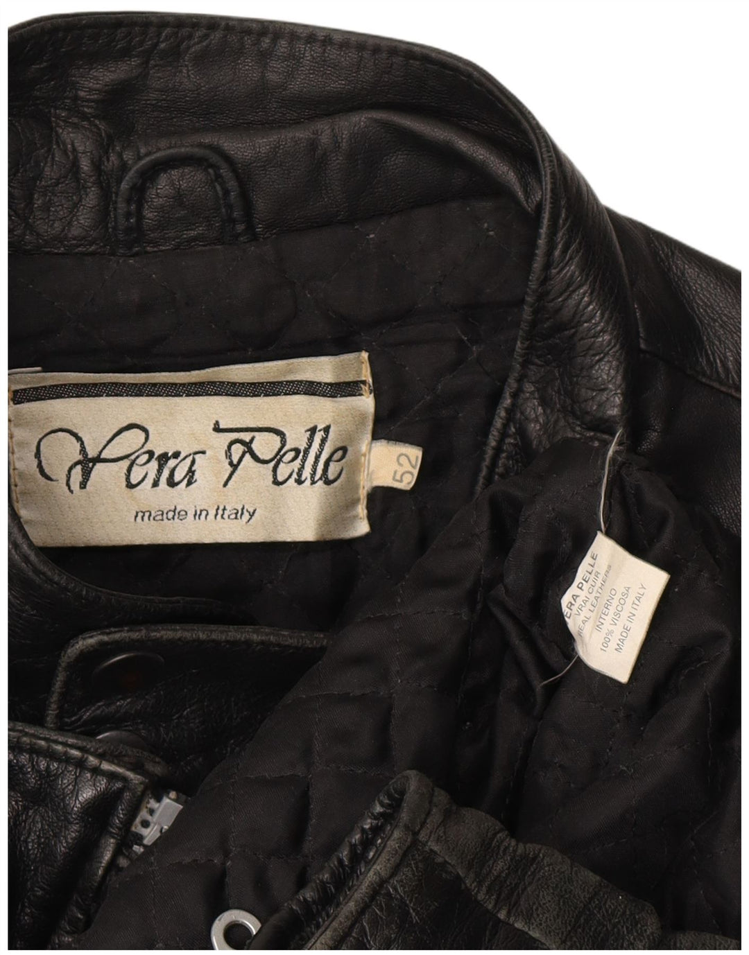 VINTAGE Veste en cuir homme IT 52 XL Cuir noir