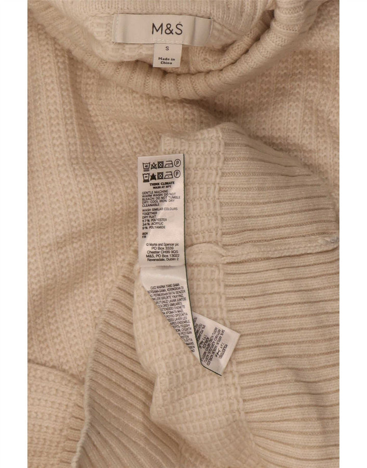 Marks & Spencer Pull col roulé pour femme UK 10 Petit Polyester Beige
