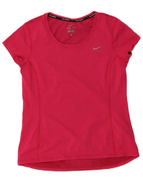 Nike Womens Dri Fit T-Shirt Top UK 12 Rose Moyen Polyester