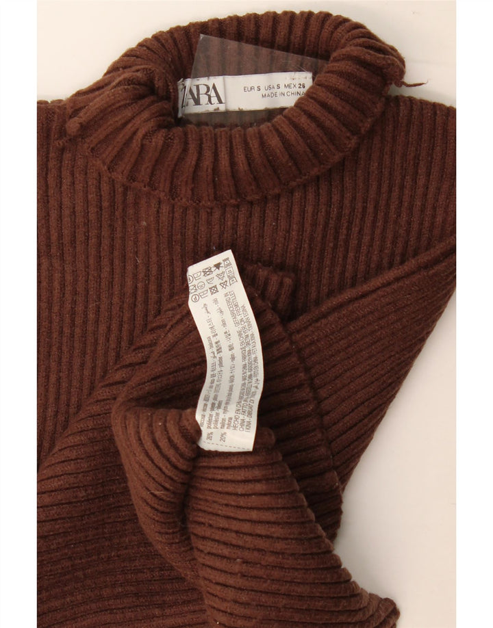 Zara Womens Crop Vest Top UK 8 Small Marron Viscose