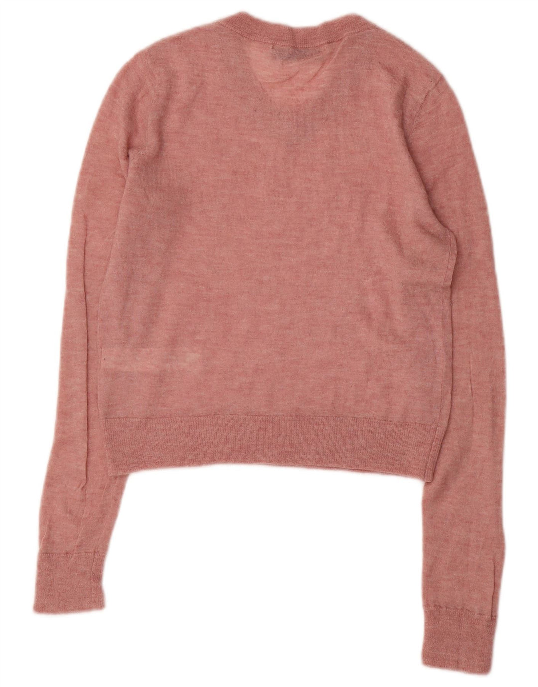 ZARA Pull court à col en V pour femme UK 12 Nylon rose moyen