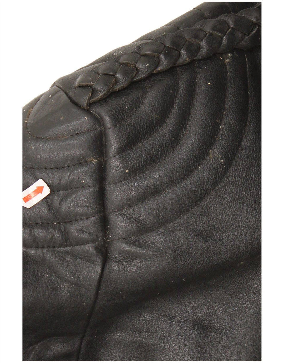 Veste motard en cuir femme vintage UK 22 3XL Cuir noir